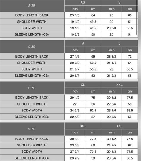 uniqlo oversized shirt size chart.